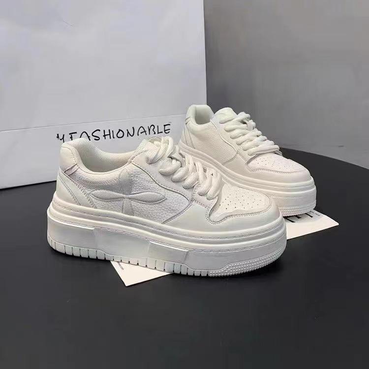 Platform white shoes women's 2025 spring new Korean version versatile height-increasing white board shoes sports and leisure women's shoes