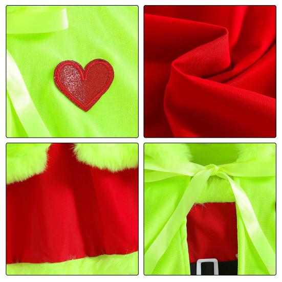 Girls Christmas Cape Dress with Fur Trim Red Holiday Performance Costume for Toddlers 1-6 Years Fancy Party Dress Accessory