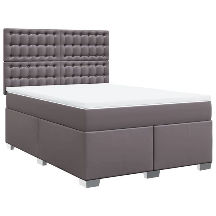 VidaXL Sommier à lattes de lit avec matelas Gris 140x200 cm Similicuir 3290726