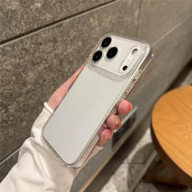 Luxury Bling Glitter Clear Shockproof Armor Case For iPhone17 Air 16 15 14 Plus 13 12 11 17 Pro Max Transparent Lens Protection Hard Back Cover