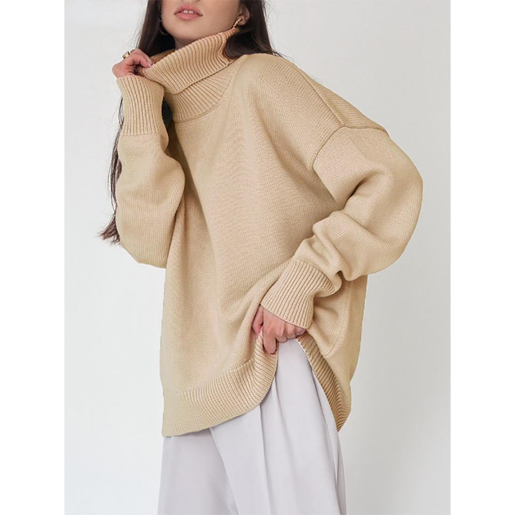 2025 Women's Turtleneck Sweater Solid Color Loose Knitwear Autumn Winter Fashion Ins Style Pullover