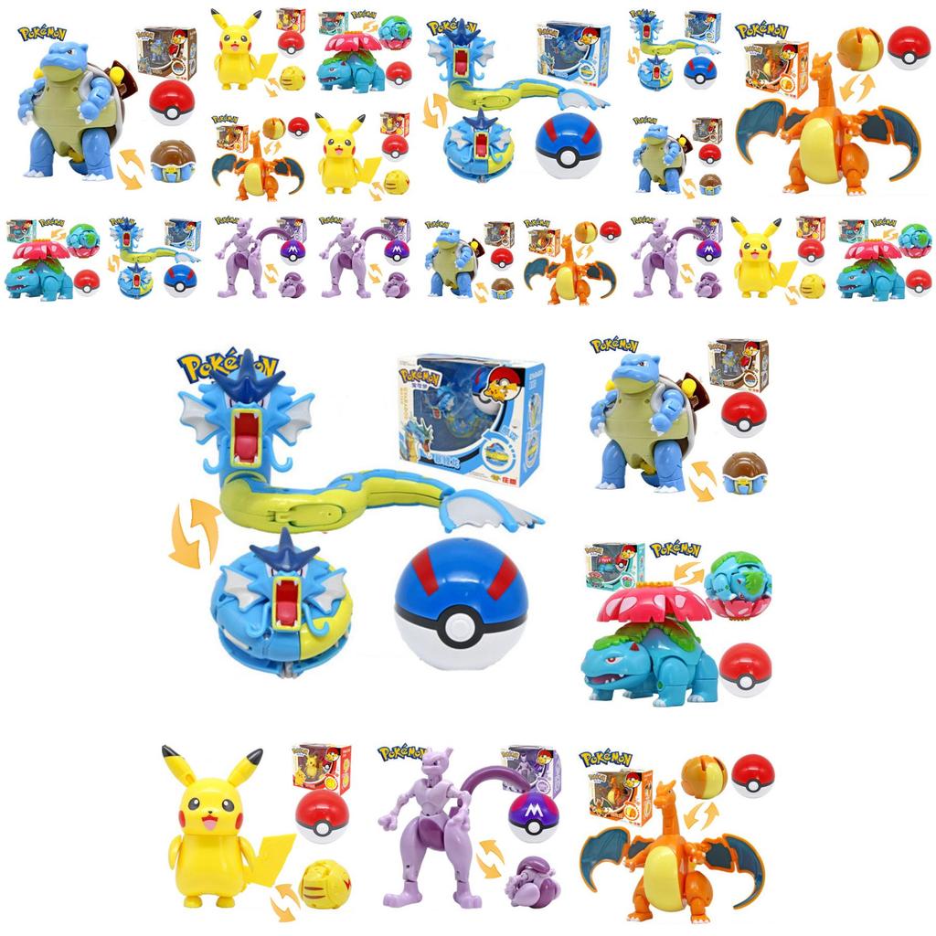 Pokemon Transforming Egg Figures Pikachu Charizard Bulbasaur Collectible Toys