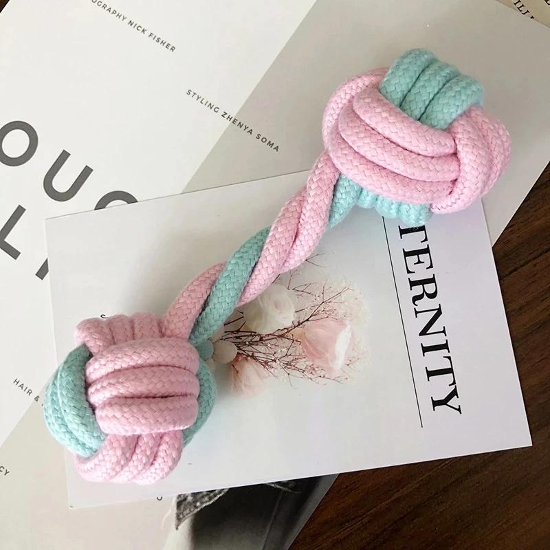 6 Piezas/Paquete Masticar Cuerda de Algodón Juguete para Perro para Limpieza de Dientes al Aire Libre Juguetes de Cuerda de Bola Bola Cuerda Resistente Dentición Cuerda para Tira y Afloja y Buscar Hueso