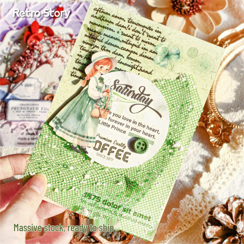 Retro Mesh Paper Background DIY Journal Stickers