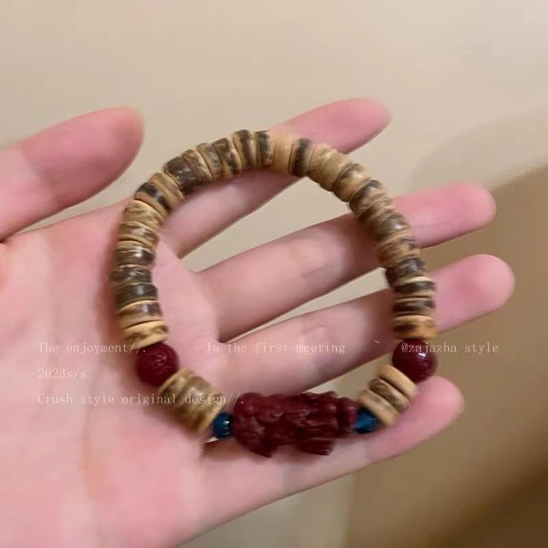 Exquisite Red Handmade Glass Pixiu Bracelet For Women Vintage New Chinese Design