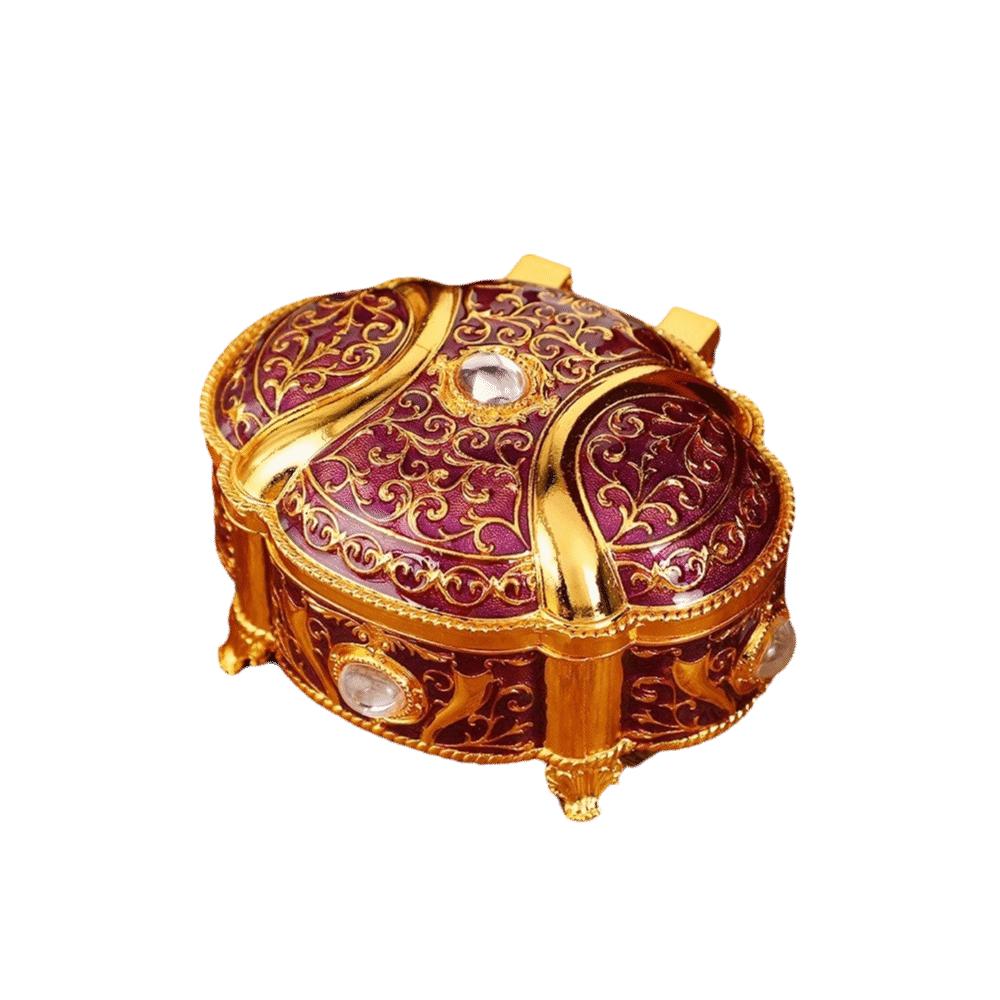 Oval Shape Trinket Box Relief Design Jewelry Storage Case Jewelry Organizer  For Girls