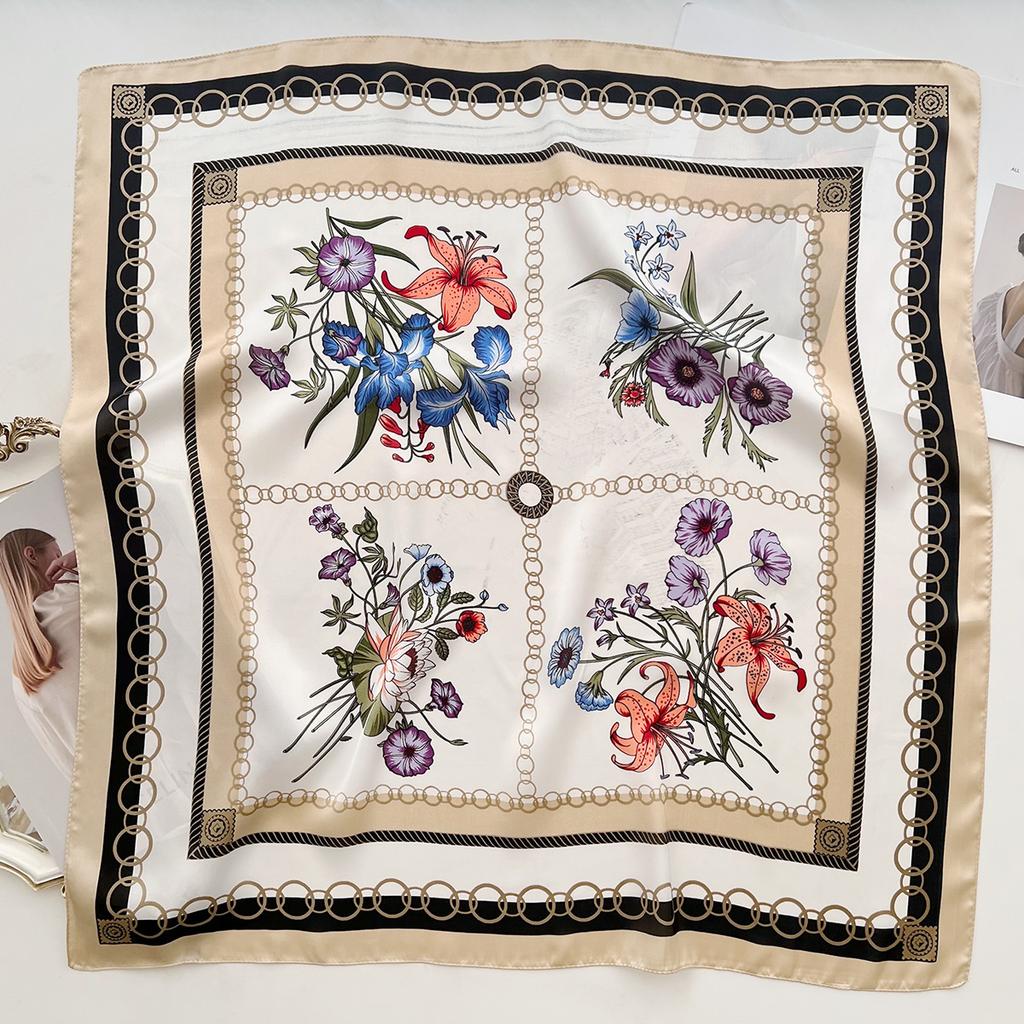 Small Fresh Literary Flowers Age-Reducing Simulation Silk Scarves Spring And Summer Women Go Out Windproof Neck Scarf