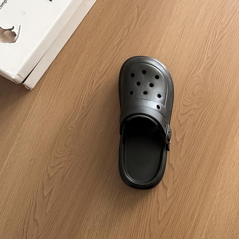 

Simple hole shoes new beach non-slip deodorant bag head slippers women s summer wear 40-41 чёрный