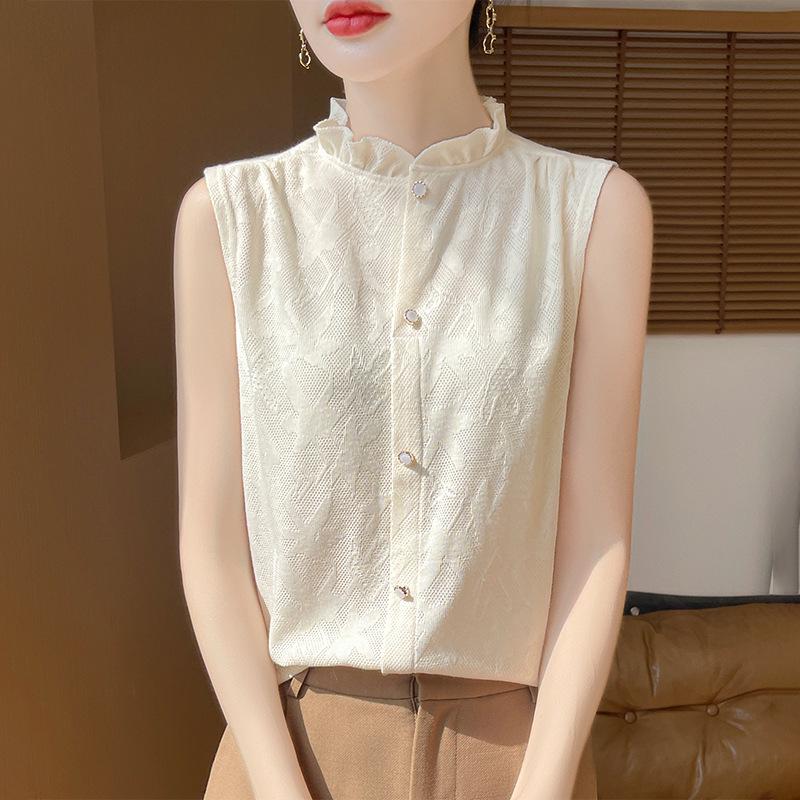 

2024 Ретро-китайский кардиган без рукавов с кружевом - облегающий крой, большой размер M