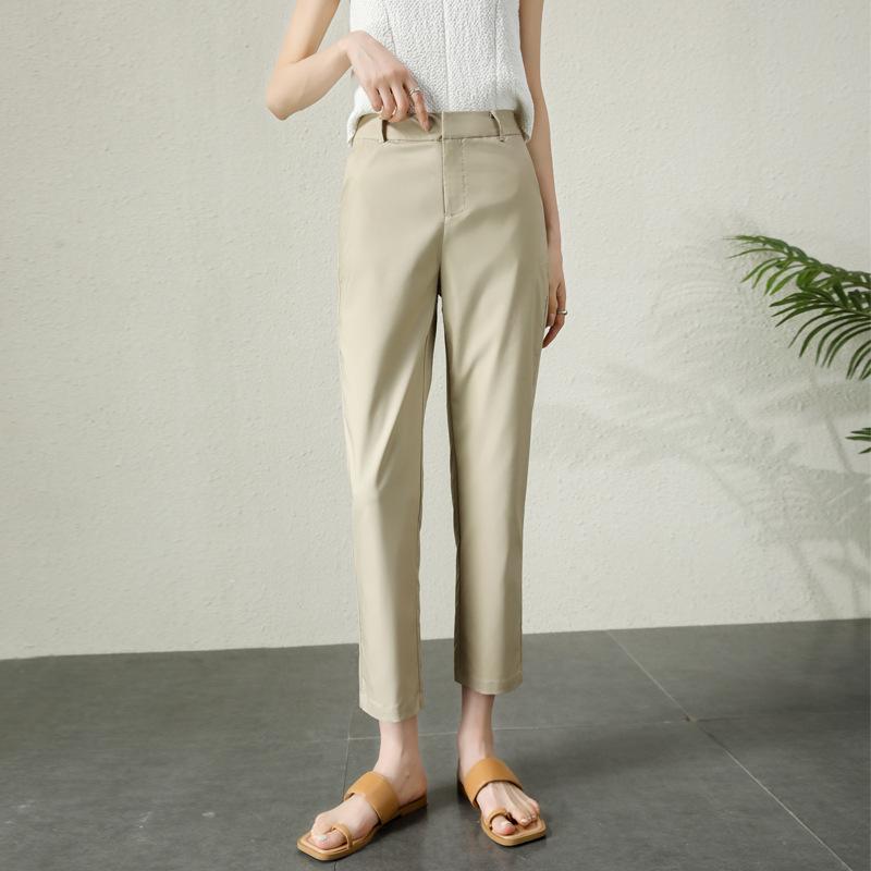 2024 Women's High-Waisted Slim Fit Summer Cigarette Pants - Nine-Point Casual Straight-Leg Design