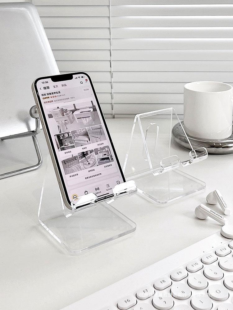 Acrylic Transparent Phone & Tablet Stand: Minimalist Student Dormitory & Office Desktop Holder.