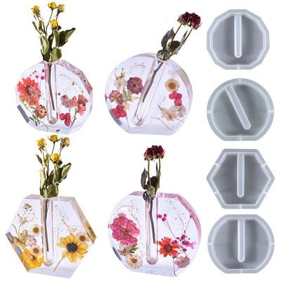 Poppy Crystal Epoxy Resin Mold for Irregular Test Tube Vase - DIY Hydroponic Plant Silicone Mold