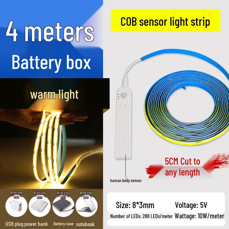 USB Rechargeable Motion Sensor LED Strip Light: Ultra-thin, Self-Adhesive, Wireless Night Lighting