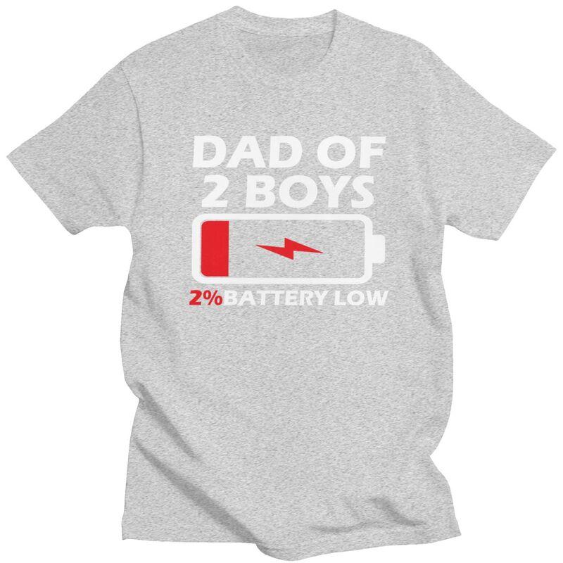 Custom Mens Dad Of 2 Boys T Shirt Short Sleeve Cotton Tshirt Streetwear Tshirt Leisure Papa Fathers Day Gift Tee Clothing