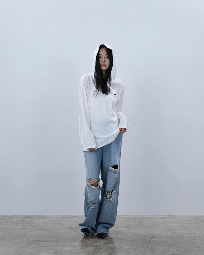 Fluid Sheer Hoodie [White]