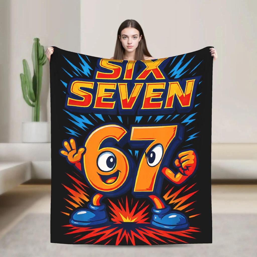 Meme  Six Seven   Italian Brainrot Green Soft Blanket Quality Throw Winter Bedspread for Living Room Bedroom Boy Girl