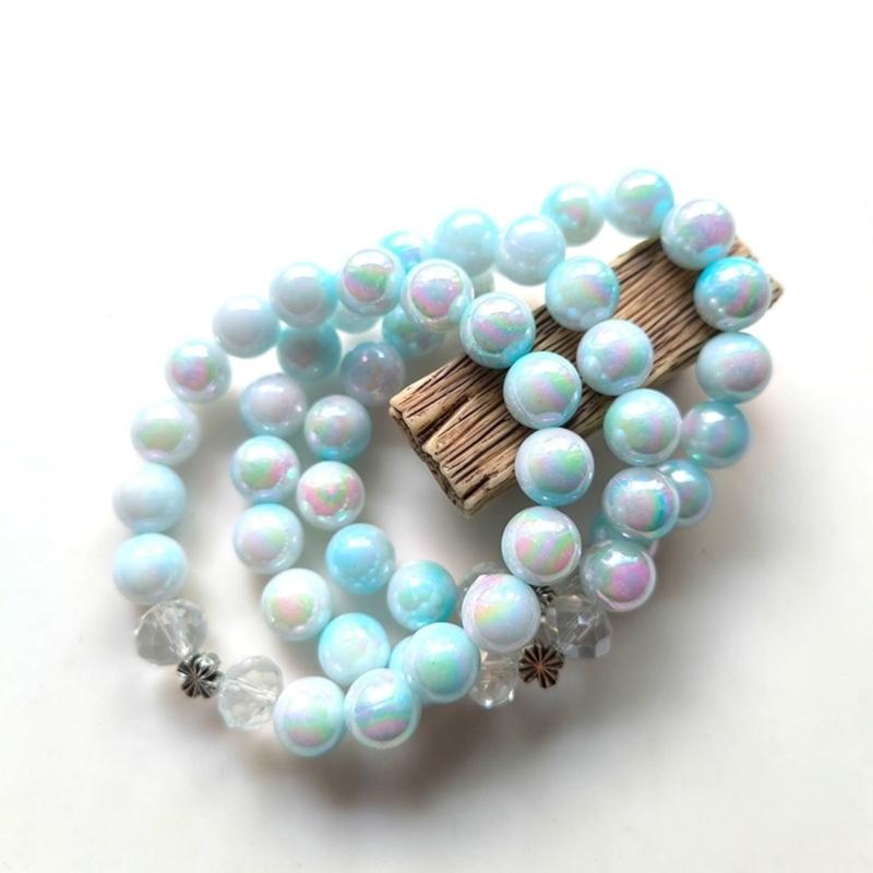 Unisex Handchain Meditation Bead Bracelet Smooth Round Beads Wristband Adjustable Size Bangles Accessory for Men Women