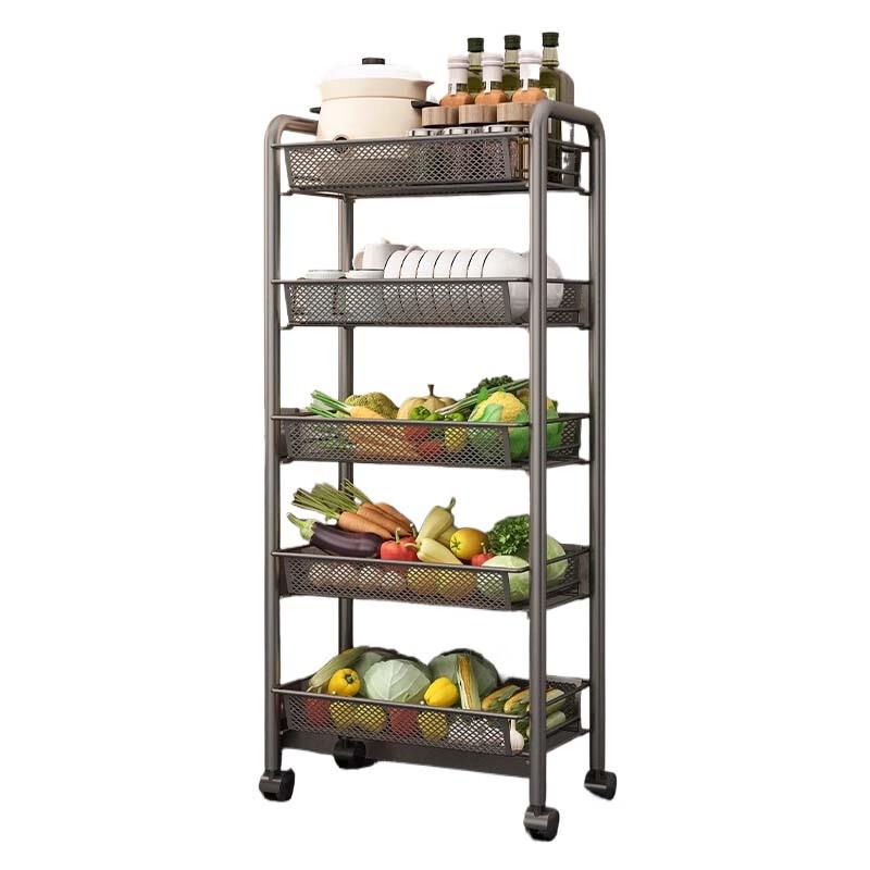 Movable Kitchen Storage Shelf with Baskets
