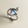 BF CLUB 925 Sterling Rings for Women Simple Geometric Handmade Irregular Retro Blue Whale Tail Ring Allergy For Birthday Gift