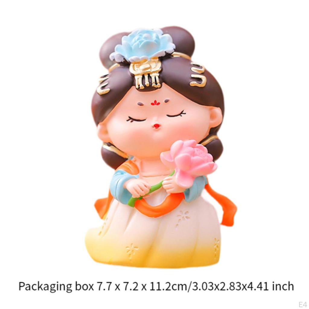 Cartoon Tang Dynasty Lady Statue Desktop Decoration for Mantel, Bookshelves, Cafe Decor Multipurpose