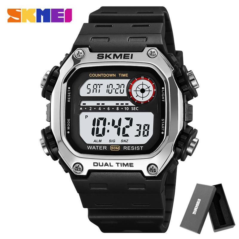 SKMEI 2126 Alarm montre homme Back Light Dightal Countdown Sport Watches Mens Fashion 5Bar Waterproof Stopwatch Wristwatch