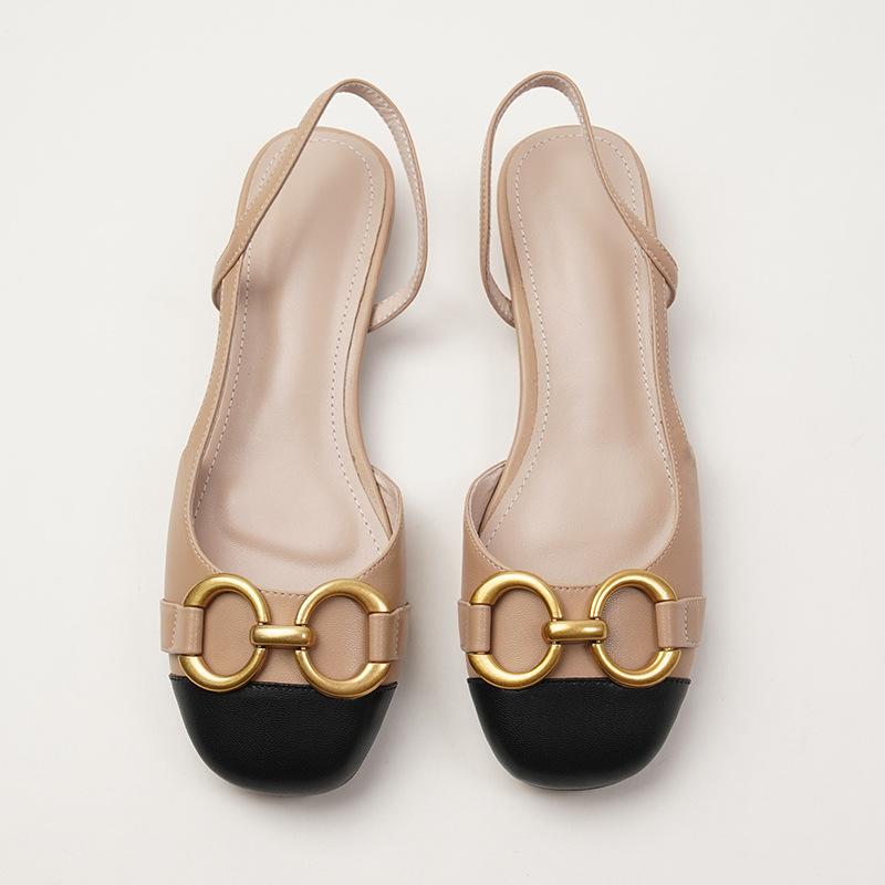 

Sandals wear bag head sandals women s Korean version of the year flat bottom color matching thick heel half tray women s shoes breathable and light 42 абрикосовий