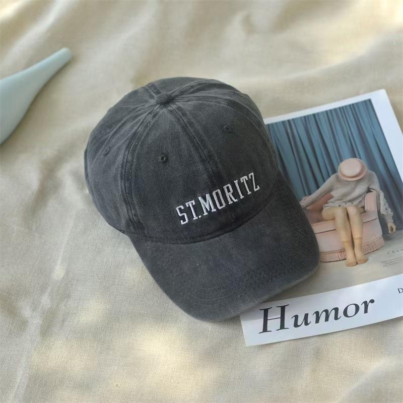Denim hat women's summer new embroidery letter brown cap street racket sunshade versatile casual baseball cap