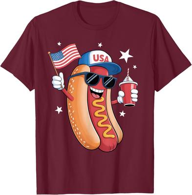 4th of July Hotdog Funny Patriotic American Flag Unisex T-Shirt