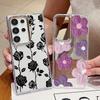 Retro Flowers Black Rose Case For Samsung S26 Ultra S25 FE S24 S23 Plus S22 S21 A15 A16 A17 A26 A35 A36 A37 A55 A56 A57 5G Plating Lens Soft Cover