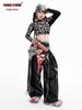 Girls' Jazzy Crop Long-Sleeve Top & Pants Set - Children's Street Dance Costume