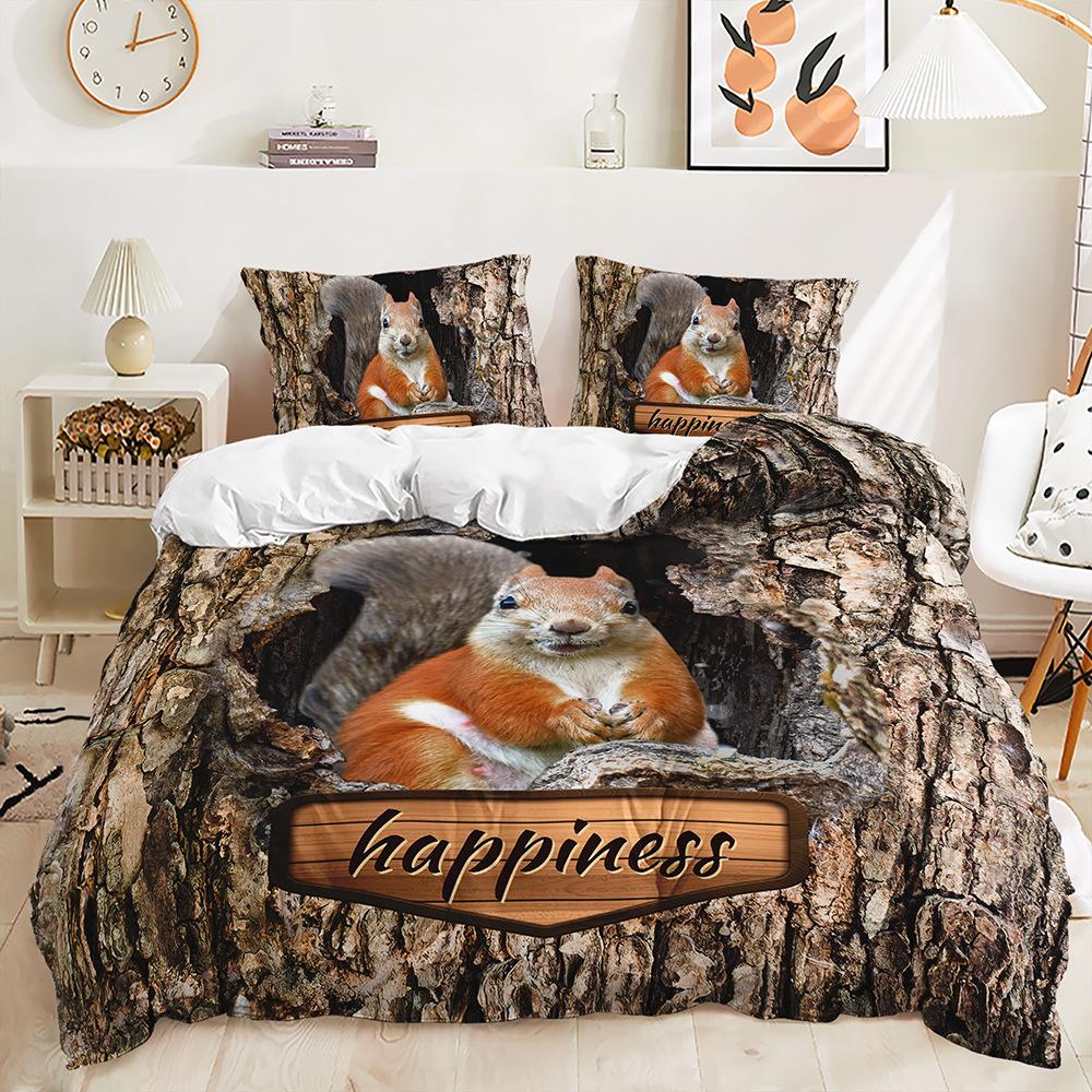 Bett Dreiteiliges Tier-Set Elch Bettbezug Zweiteiliges Schlafzimmer