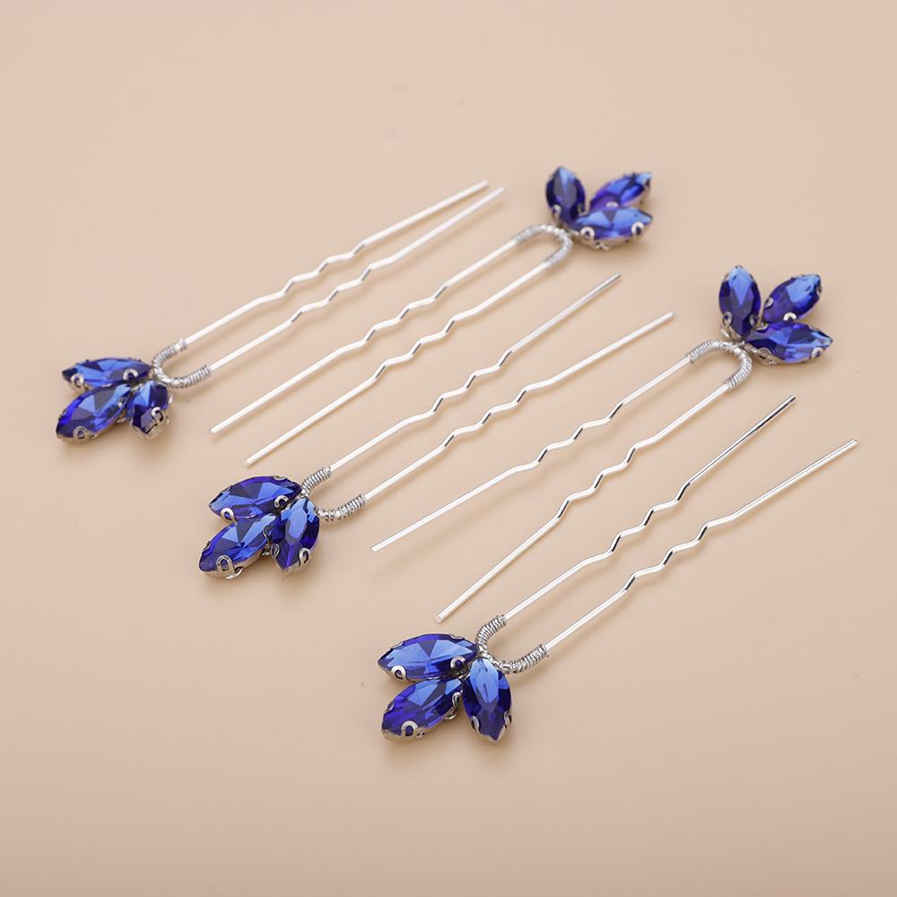 5 Pcs Rhinestones Little Simple Bride Wedding Hair Pins Purple Bridal Hair Piece Wedding Hair Accessories for Women and Girls