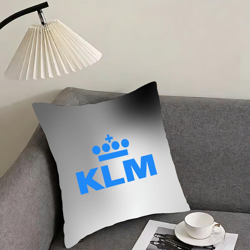 

Klm Royal Dutch Airlines Наволочка для подушки, двусторонняя, из плюша – Для автомобиля, дивана, спальни, идеально в качестве подарка. 12x12Inch