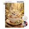 Pearl Painting Set 5D Pearl Mosaic Art Style. Cute Owl In Tea Cup. Home Wall Decoration.