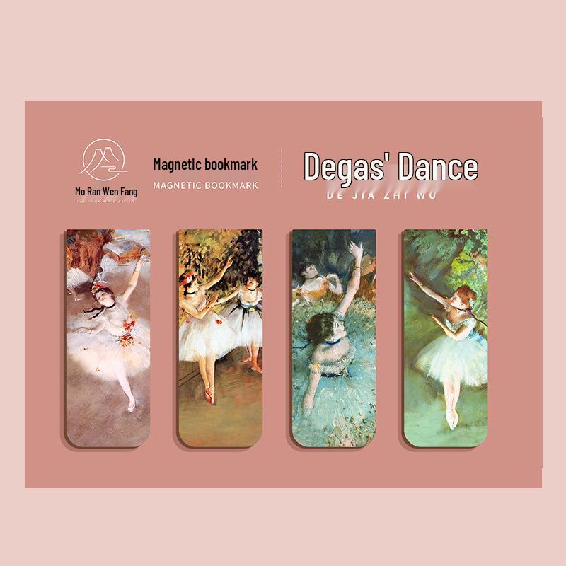 Set mit 4 magnetischen Lesezeichen mit weltberühmten Gemälden: Monet & Van Gogh