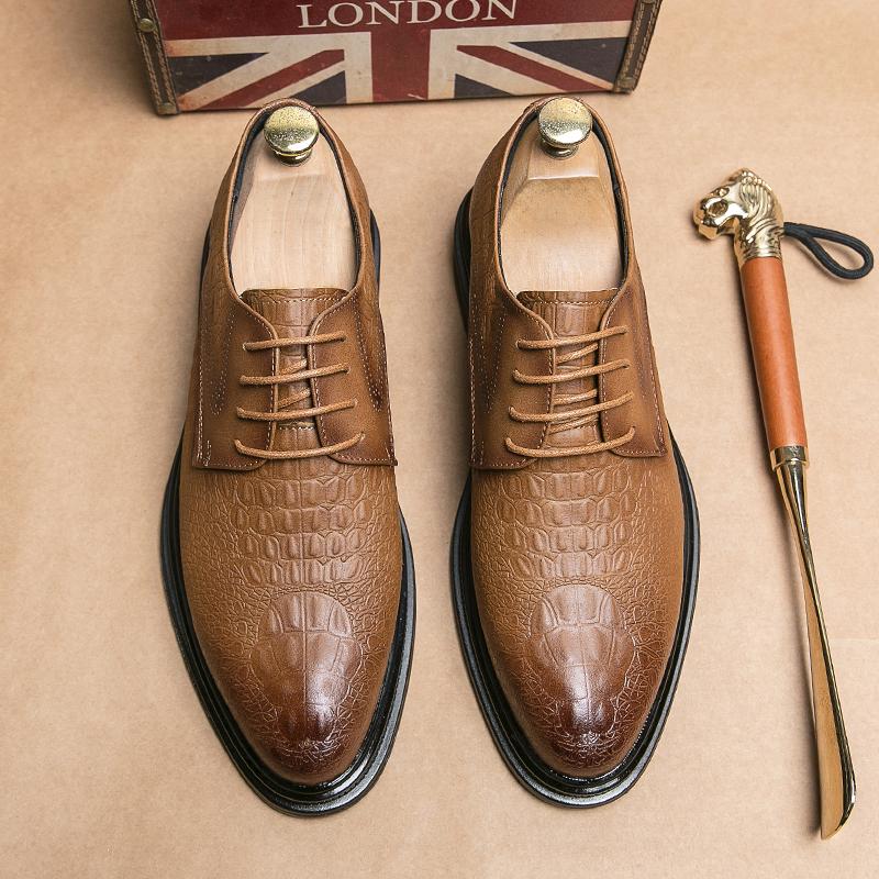 Fashion Crocodile pattern men's luxury leather shoes casual versatility Fashion designer style Office  shoes for parties and weddings