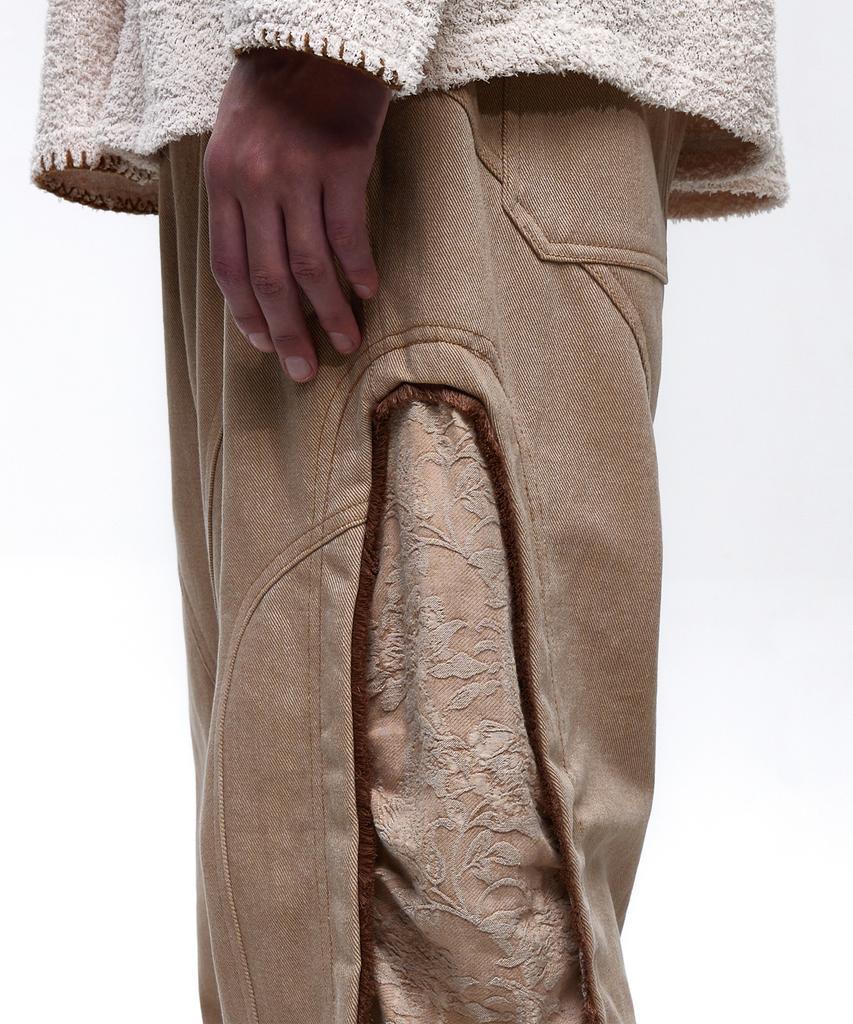 Aleseueseussi Incision Jacquard Mixed Pants - Beige