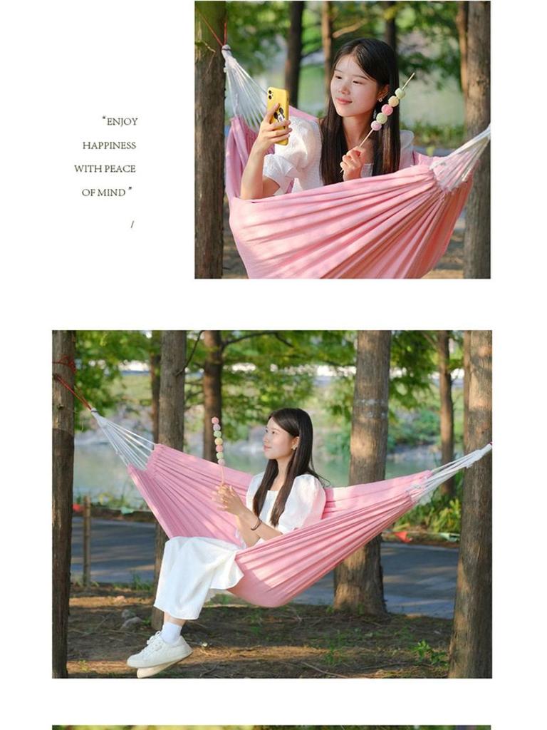 Thickened White Double Hammock for Indoor/Outdoor Use: Anti-Rollover Design for Adults & Kids