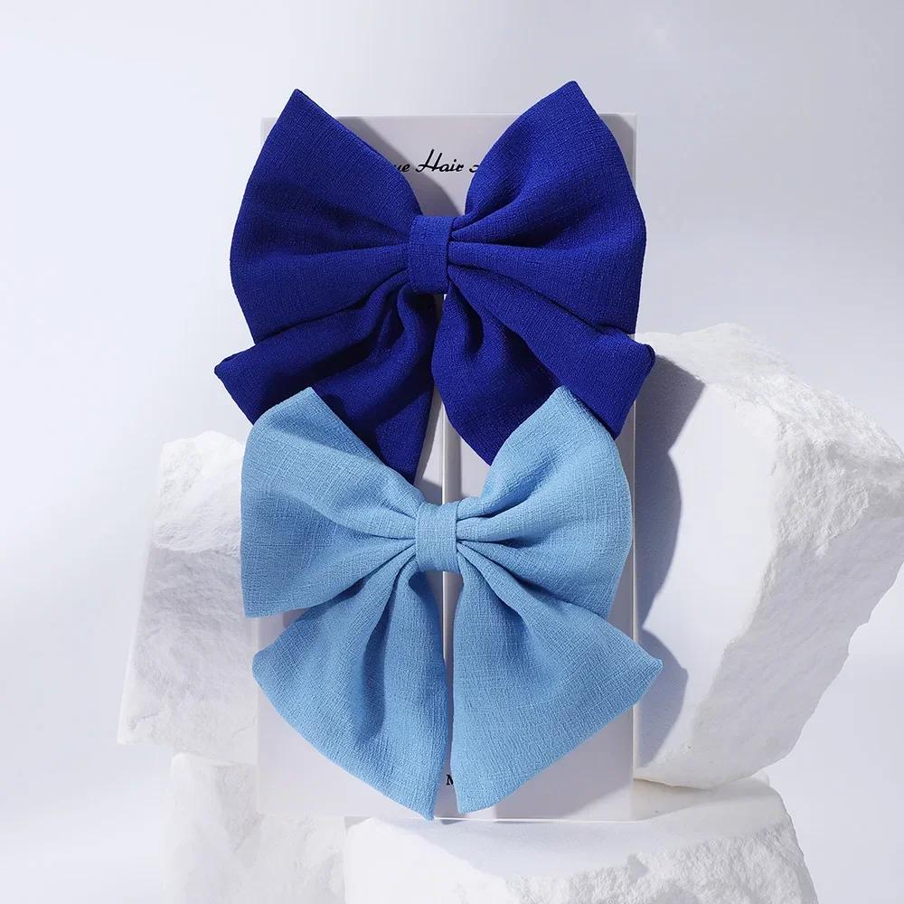 2 Pcs/lot Cute Solid Cotton Hair Bows With Clip For Girls Hair Clips Handmade Hairpins Barrettes Headwear Kids Hair Accessories
