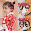 Cloth Chinese Style New Year Festive Bow Hairpin Side Clip Wig Braid Hairpin Hair Accessories
