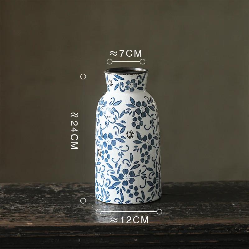 Blue and White Porcelain Vase Hydroponics Ceramic Flower Pots Desk Decoration Flower Arrangement Vases Room Aesthetic Decor