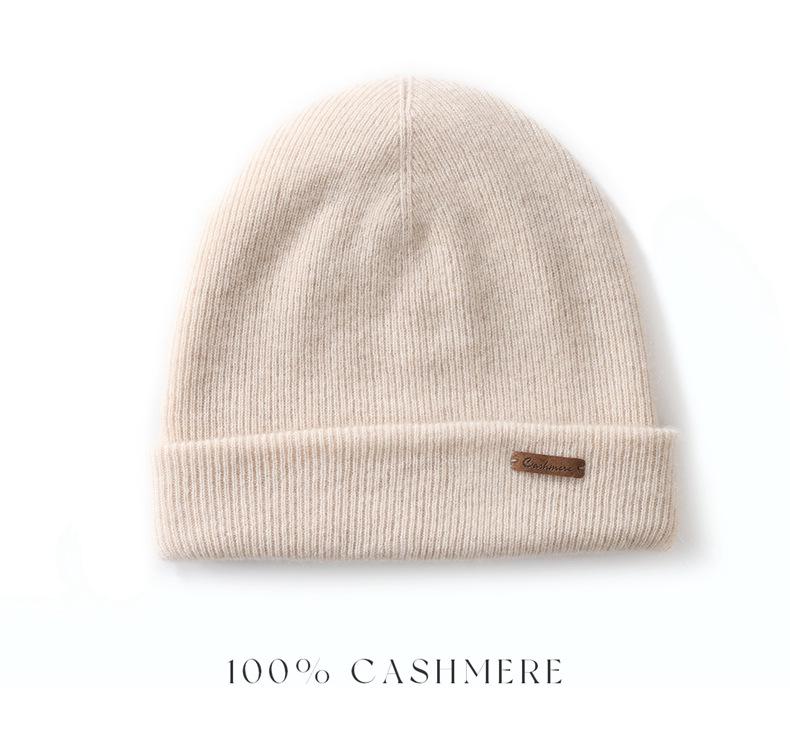 Women's 100% Cashmere Striped Hat – Fashionable, Warm, Windproof, and Versatile with Ear Protection.