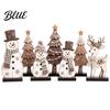 Indoor Festive Atmosphere Props 7Pcs Christmas Snowman Tree Reindeer Figurines 2D Wooden Tiered Tray Elk Decor Decor Rustic Farmhouse Tabletop