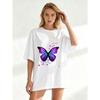 Black Oversized T Shirt With Purple Butterfly Print For Casual Wear