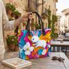  Cute Rabbit Floral Pattern Tote Bag Lightweight Casual Outdoor Handbag for Daily Use