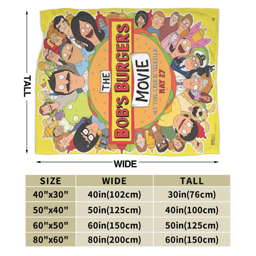 Gemütliche Bobs Lustige B-Burger Decke Merch Heimdeko Überwurfdecken Ultra-Weiches Fleece für Reisen