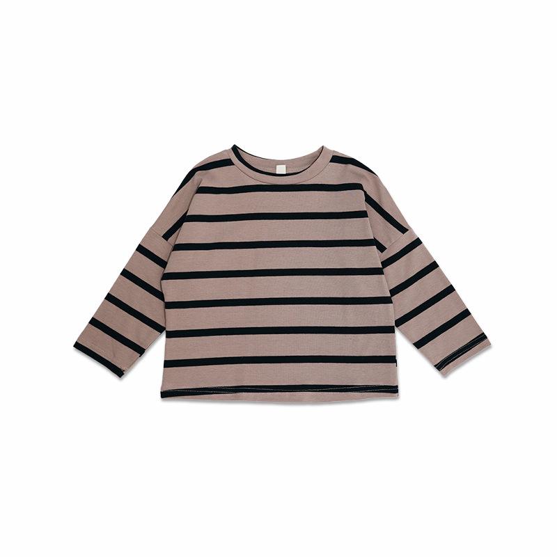 T-shirt a righe in cotone unisex per bambini coreani - Casual Primavera/Autunno Girocollo