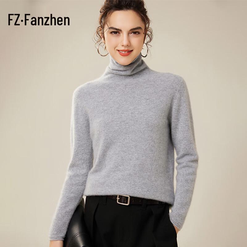 Fanzhen Women's 100% Cashmere Cowl Neck Sweater