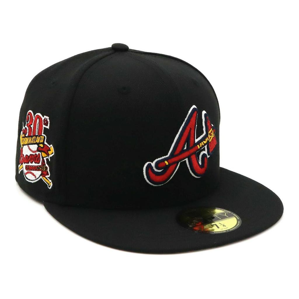 New Era 59FIFTY Cap MLB Atlanta Braves ATL Black Side Patch Under Exclusive to and Side Flat Deeper UV Trendy Functional Hat (14562014, NER35C7098),
