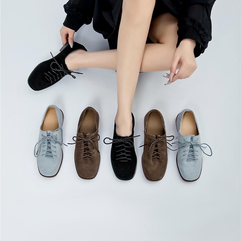 Fashion AIYUQI Women Loafers Shoes Genuine Leather Thick Heels Student Shoes Female Lace Up British Style Lady Oxford Shoes Footwear